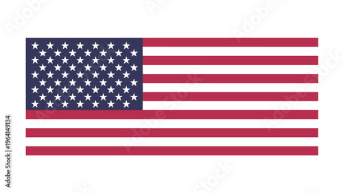 Graphic illustration of the national flag of the United States of America with its red and white stripes and blue field of stars.