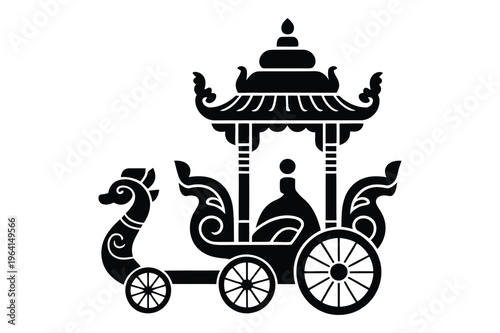 Traditional asian ceremonial chariot silhouette vector