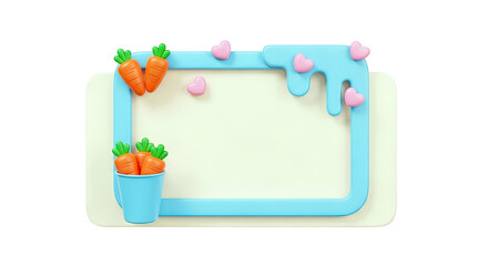 Cute 3D Frame with Carrots and Hearts