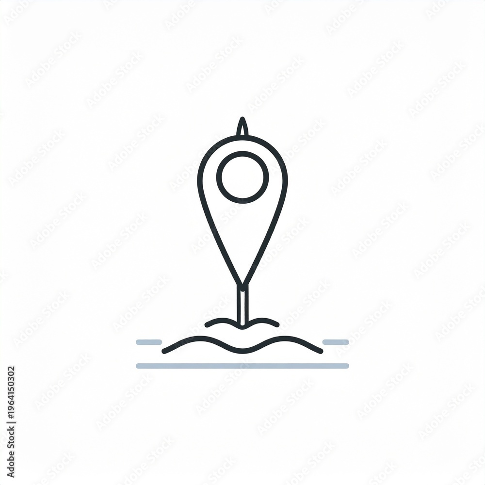 Obraz premium Minimalist location pin icon on water reflection for navigation and travel design