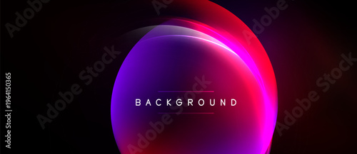 Abstract vibrant design features glowing circular layers. Purple, blue, red hues blend into dark background. Text reads background.
