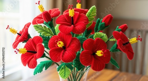 pipe cleaner red hibiscus flower bouquet