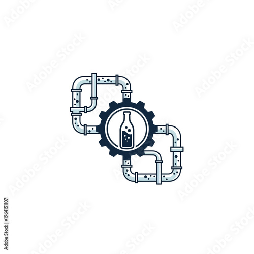 Industrial beer production process diagram.