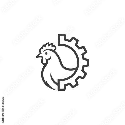 Black and white chicken gear icon.