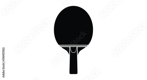 A minimalist black silhouette displays a table tennis paddle showcasing its rounded shape and handle high quality professional detailed modern elegant