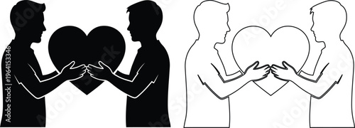 Two people holding heart shape symbolizing love and connection together