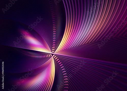 Abstract geometric curved lines pattern background. Futuristic technology concept. Fractal render.