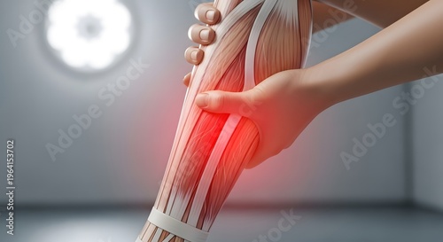 Muscle Cramp Pain Visualization with Red Highlight on Leg Showing Acute Muscle Injury