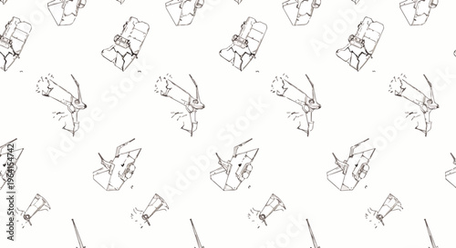 broken mechanical parts damaged industrial fragments and abstract pieces form a seamless line art pattern perfect for technology and destruction themes.