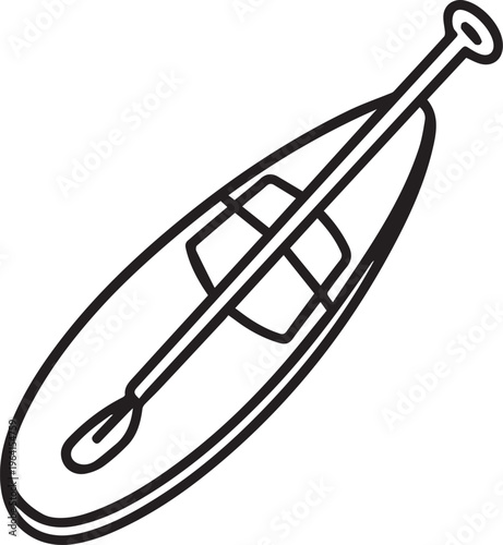 Paddleboard illustration isolated on a white surface, showcasing the essential tools for water exploration and aquatic activity. 