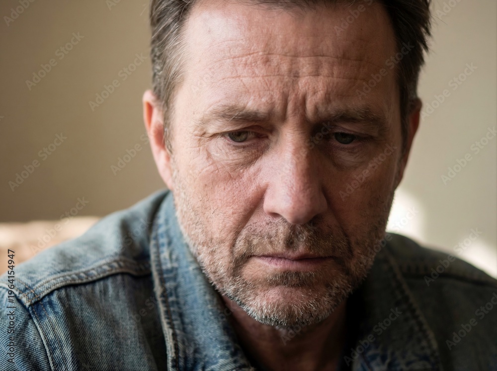 Obraz premium Worried Middle Aged Man Close Up Thinking Concept