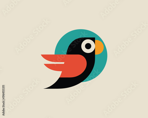 Minimalist of a stylized eye with colorful iris and black pupil