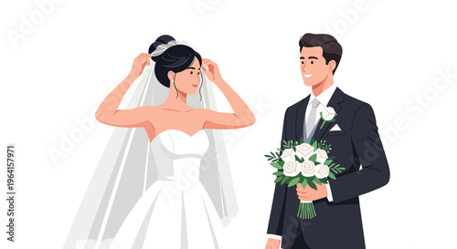 Bride and Groom on Wedding Day.