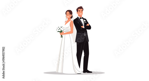 Bride and Groom Standing Back to Back.