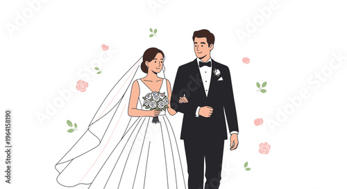 Elegant Bride and Groom on Wedding Day.