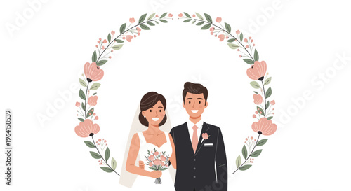 Happy Bride and Groom Couple Portrait.