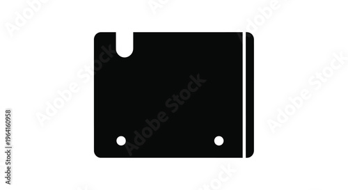 A minimalist black and white illustration depicts a simple sd card with a write protect switch high quality professional detailed modern