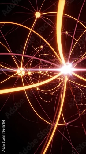 Futuristic Abstract Glowing Neural Network Connections Representing Digital Data Communication and Technology Flow on Dark Background Vertical Seamless Loop Animation