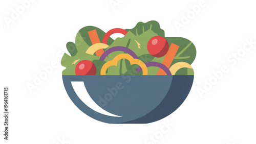 A colorful salad bowl filled with fresh vegetables and fruits Vector