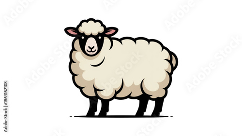 A stylized illustration of a white sheep standing upright on four legs Vector