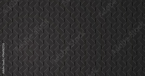 Seamless white geometric line pattern on black background vector illustration for modern abstract textile textures