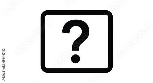 A simple graphic representation of a black question mark centered within a thick black square frame high quality professional detailed modern