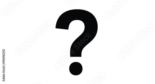 A simple stark image depicting a black question mark against a clean bright white background isolated high quality professional detailed modern