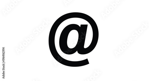 A stark black and white image depicts the symbol commonly used in email addresses and social media high quality professional detailed
