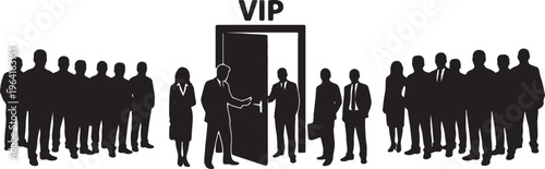 Black Solid Company Executive VIP Door Silhouettes Set of Six on White Background