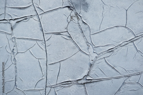 Blue Gray Paint with Large Sweeping Cracks, Organic Flowing Line