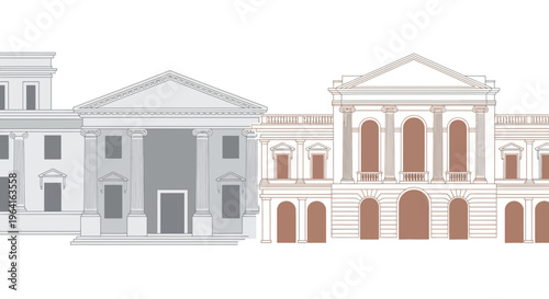 Classical Architecture Facades Row Buildings Government Institutions.