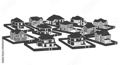 Collection of Diverse Residential Houses in a Neighborhood Setting.