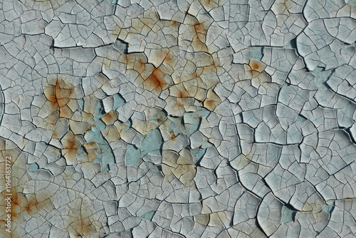 Cracked Peeling Paint with Rust, Weathered Gray Grunge Texture i