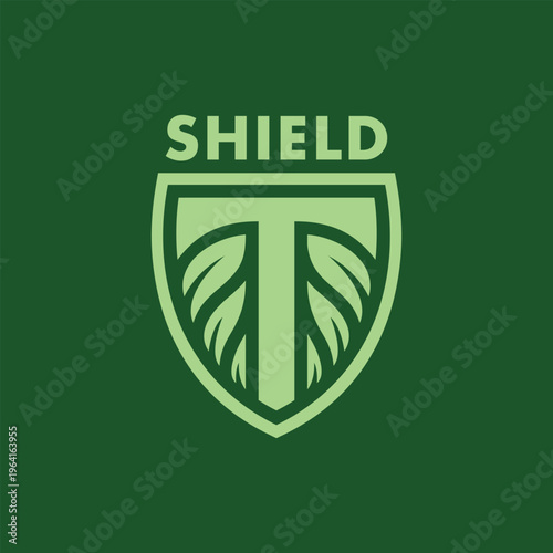 Letter T Leaf Shield logo protection plant Business Design symbol Graphic Vector