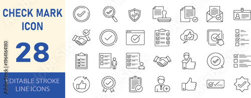 Check mark icons set editable stroke line icons vector stock illustration