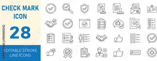 Check mark icons set editable stroke line icons vector stock illustration