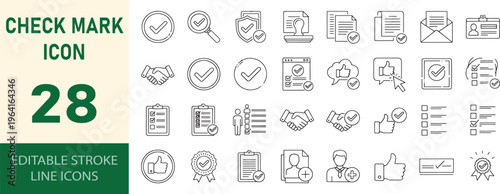 Check mark icons set editable stroke line icons vector stock illustration