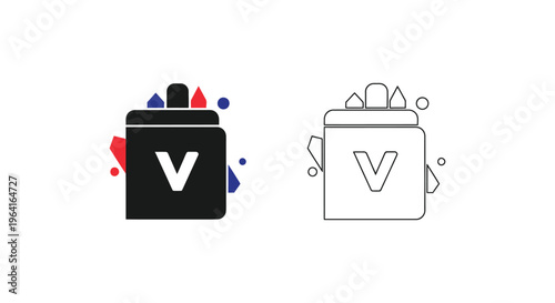 Vector vape, e-cigarette icons, black and white, colorful splashes