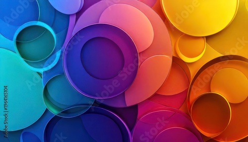 Abstract Colorful Circles - A Vibrant Composition of Overlapping Shapes and Gradient Hues.