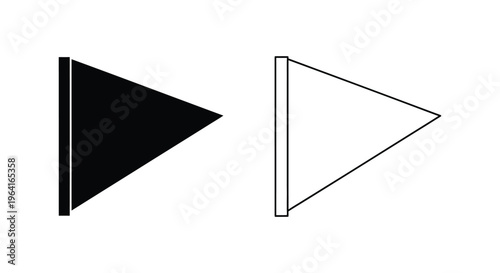 Play, pause, and stop button icons, black and line art, vector play buttons