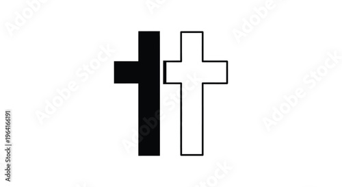 Cross, Plus Sign, Symbol Icons, Black and White Vector Graphics