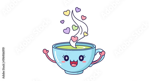 Cute Cartoon Tea Cup Character.