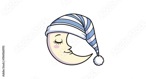Smiling Moon Wearing Blue Hat.