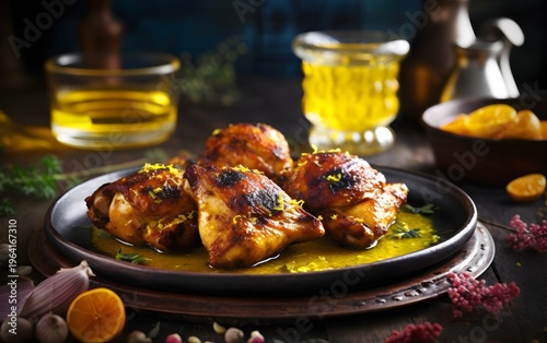 Close up of roasted chicken with a tangy glaze, perfect for a delicious dinner.