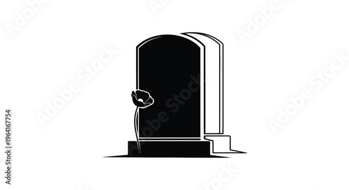 Black tombstone, grave marker, funeral icon, silhouette symbol