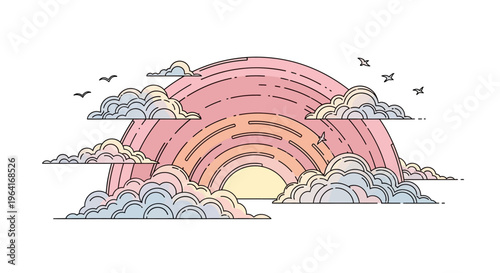 Colorful illustration of a rainbow.