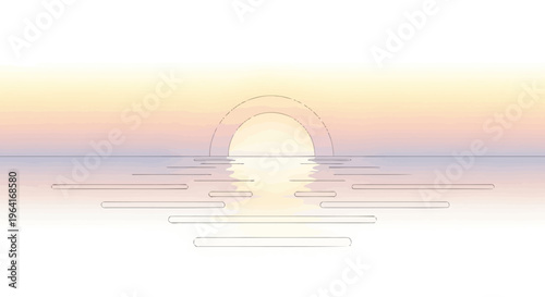 Sun Setting Over Calm Ocean Water.