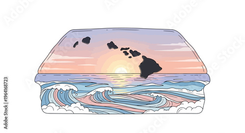 Hawaiian Islands Map on Pillow.