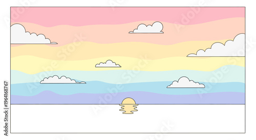 Cartoon Yellow Duck Swimming Alone.