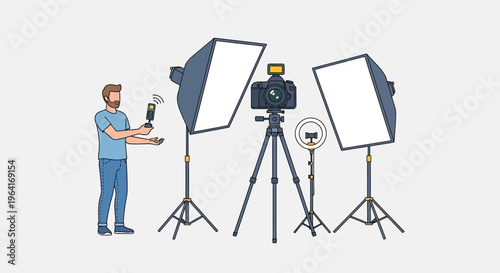 Man operating professional video production equipment for filming.